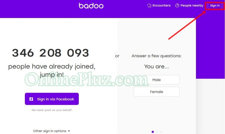 www.Badoo.com Sign up page - Badoo Sign up registration Step.